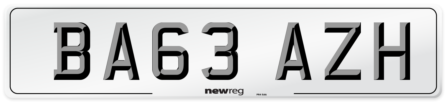 BA63 AZH Number Plate from New Reg